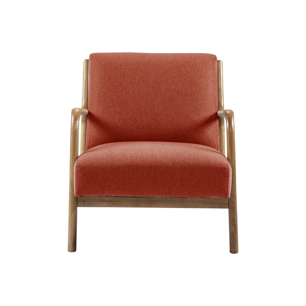 English Elm Lounge Chair with Mid-Century Button Tufting, Textured Polyester Upholstery & Pecan Tapered Legs Spice 30.75 L x 33.5 W x 17.75 H B03548379