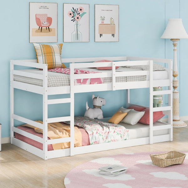 English Elm Twin Over Bunk Bed Solid Pine Frame White Finish Kids Room Space Saver N708P251018K