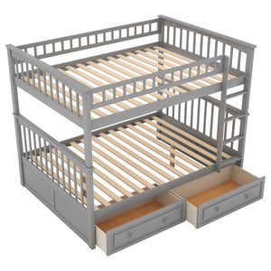 English Elm Full Over Bunk Bed Convertible Pine Frame with Storage Drawers for Kids Rooms GX000241AAE