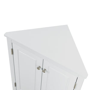 English Elm White Triangle Corner Cabinet with Adjustable Shelves, Modern MDF Freestanding Storage for Kitchen Bath WF291467AAK
