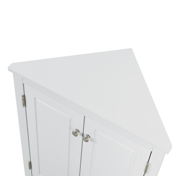 English Elm White Triangle Corner Cabinet with Adjustable Shelves, Modern MDF Freestanding Storage for Kitchen Bath WF291467AAK