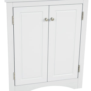 English Elm White Triangle Corner Cabinet with Adjustable Shelves, Modern MDF Freestanding Storage for Kitchen Bath WF291467AAK