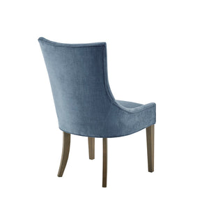 English Elm Dining Side Chair Set of 2 with High Back Upholstery, Solid Wood Grey Legs, Cushioned Comfort and Classic Style Blue 26 L x 28.25 W x 25 H B03548911