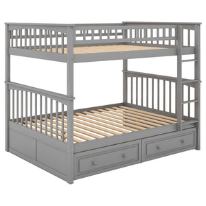 English Elm Full Over Bunk Bed Convertible Pine Frame with Storage Drawers for Kids Rooms GX000241AAE