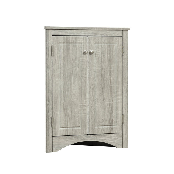 English Elm Oak Triangle Corner Cabinet with Adjustable Shelves, Freestanding Oak Storage for Bathroom & Kitchen WF291467AAL