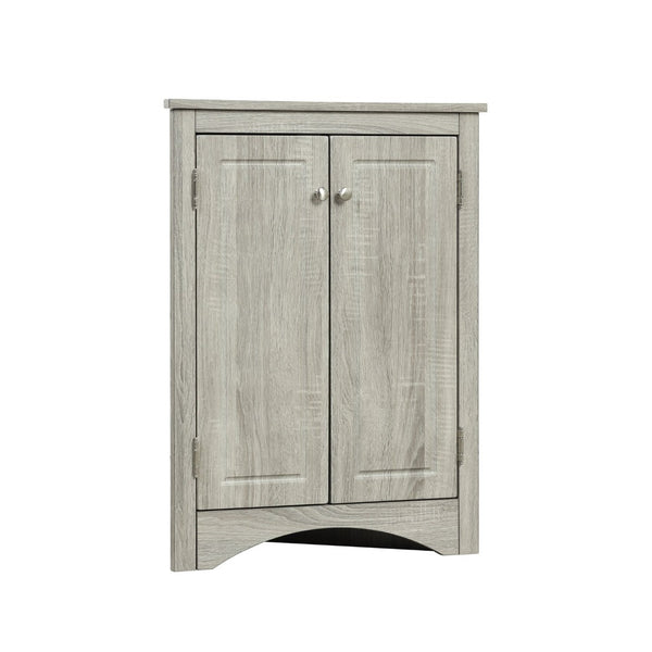 English Elm Oak Corner Floor Cabinet Triangular Freestanding Storage with Adjustable Interior Shelves N725P334664L