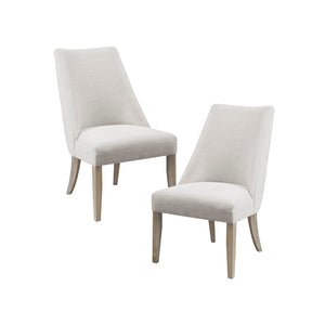 English Elm Upholstered Martha Stewart Winfield dining chair set of 2 — farmhouse reclaimed wood legs, plush foam seats Ivory 25.75 L x 32.75 W x 27.88 H B03548995