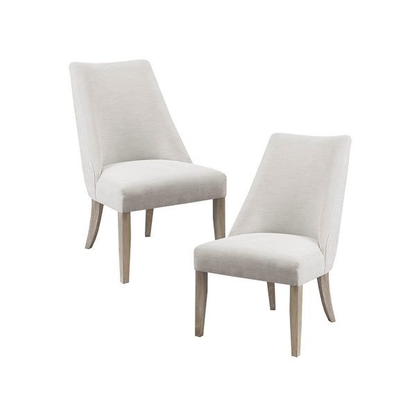 English Elm Upholstered Martha Stewart Winfield dining chair set of 2 — farmhouse reclaimed wood legs, plush foam seats Ivory 25.75 L x 32.75 W x 27.88 H B03548995