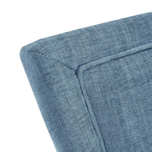 English Elm Dining Side Chair Set of 2 with High Back Upholstery, Solid Wood Grey Legs, Cushioned Comfort and Classic Style Blue 26 L x 28.25 W x 25 H B03548911