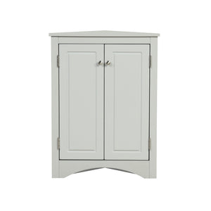 English Elm Grey Triangle Corner Cabinet with Adjustable Shelves, Freestanding Modern MDF Storage for Home WF291467AAE