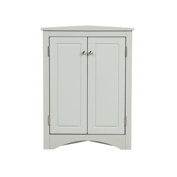 English Elm Grey Triangle Corner Cabinet with Adjustable Shelves, Freestanding Modern MDF Storage for Home WF291467AAE