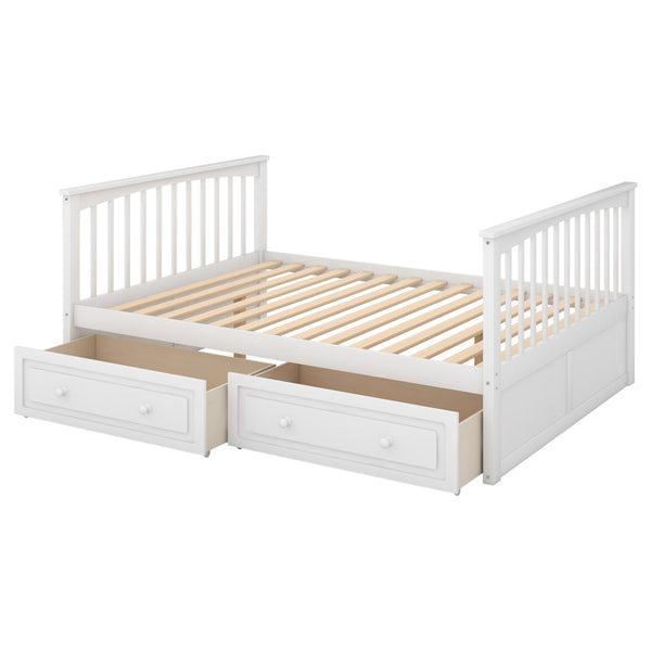 English Elm Full Over Bunk Bed Convertible Pine Frame with Storage Drawers for Kids Rooms White GX000241AAK