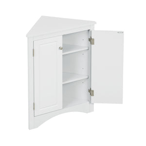 English Elm White Triangle Corner Cabinet with Adjustable Shelves, Modern MDF Freestanding Storage for Kitchen Bath WF291467AAK