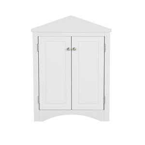 English Elm White Triangle Corner Cabinet with Adjustable Shelves, Modern MDF Freestanding Storage for Kitchen Bath WF291467AAK
