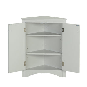 English Elm Grey Triangle Corner Cabinet with Adjustable Shelves, Freestanding Modern MDF Storage for Home WF291467AAE