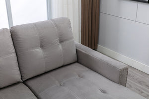 English Elm 77 Reversible 77 Inch Sectional Storage Sleeper Sofa Bed with Pull-Out Guest Bed, Velvet Plush Seating LIGHT GREY W120343142