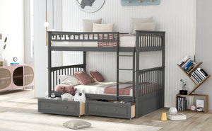English Elm Full Over Bunk Bed Convertible Pine Frame with Storage Drawers for Kids Rooms GX000241AAE