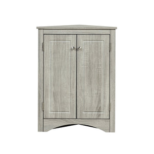 English Elm Oak Triangle Corner Cabinet with Adjustable Shelves, Freestanding Oak Storage for Bathroom & Kitchen WF291467AAL