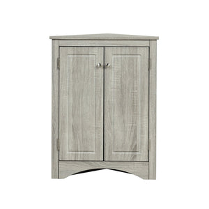English Elm Oak Corner Floor Cabinet Triangular Freestanding Storage with Adjustable Interior Shelves N725P334664L