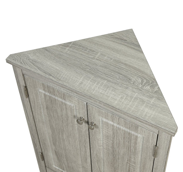 English Elm Oak Triangle Corner Cabinet with Adjustable Shelves, Freestanding Oak Storage for Bathroom & Kitchen WF291467AAL