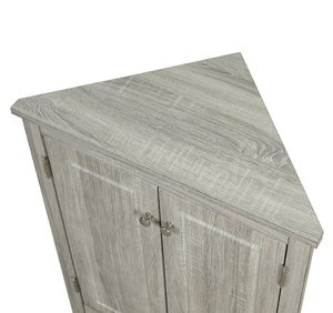 English Elm Oak Corner Floor Cabinet Triangular Freestanding Storage with Adjustable Interior Shelves N725P334664L