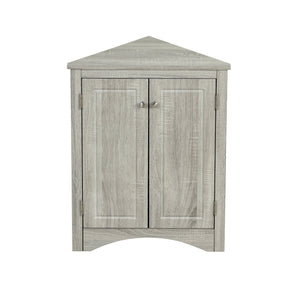English Elm Oak Triangle Corner Cabinet with Adjustable Shelves, Freestanding Oak Storage for Bathroom & Kitchen WF291467AAL