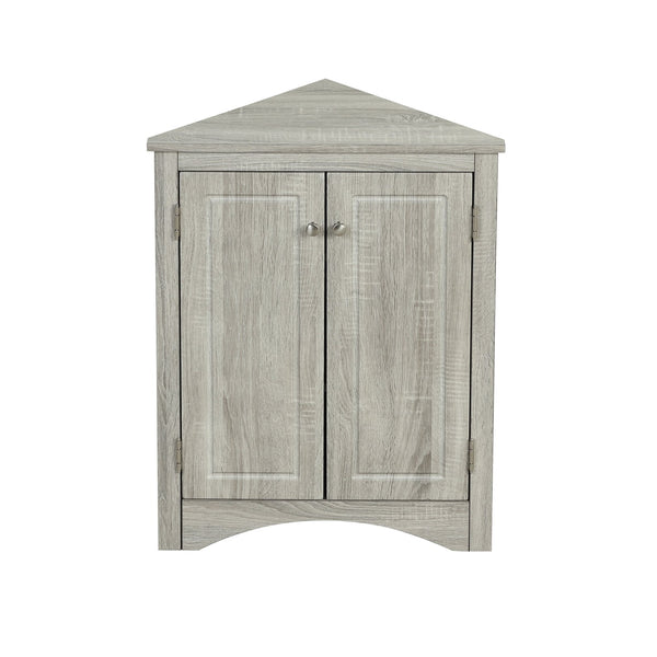 English Elm Oak Triangle Corner Cabinet with Adjustable Shelves, Freestanding Oak Storage for Bathroom & Kitchen WF291467AAL