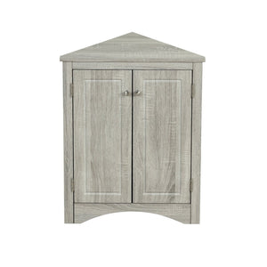 English Elm Oak Corner Floor Cabinet Triangular Freestanding Storage with Adjustable Interior Shelves N725P334664L