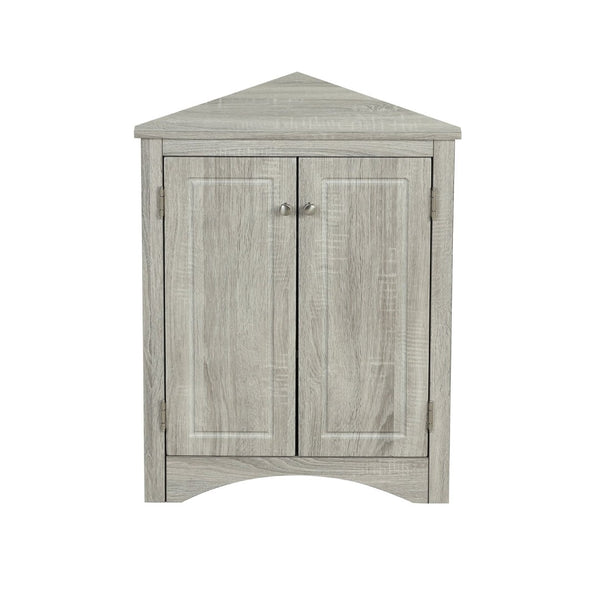 English Elm Oak Corner Floor Cabinet Triangular Freestanding Storage with Adjustable Interior Shelves N725P334664L