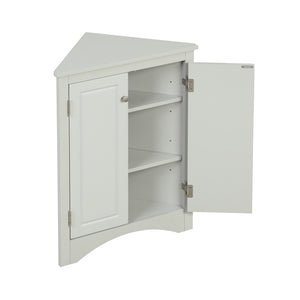 English Elm Grey Triangle Corner Cabinet with Adjustable Shelves, Freestanding Modern MDF Storage for Home WF291467AAE