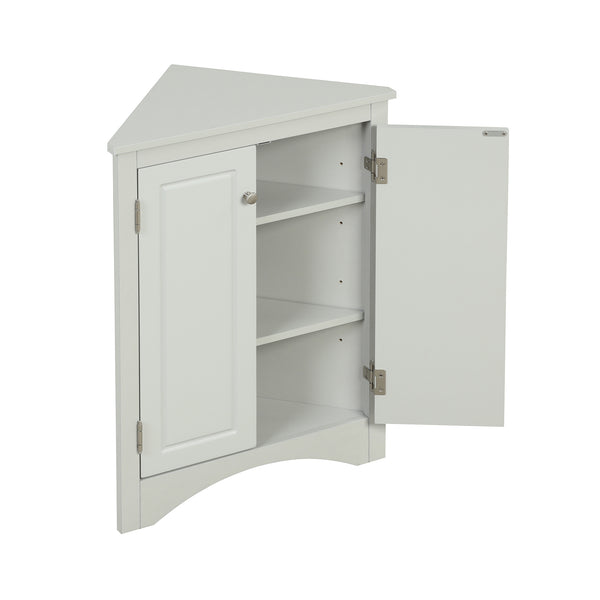 English Elm Grey Triangle Corner Cabinet with Adjustable Shelves, Freestanding Modern MDF Storage for Home WF291467AAE