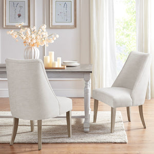 English Elm Upholstered Martha Stewart Winfield dining chair set of 2 — farmhouse reclaimed wood legs, plush foam seats Ivory 25.75 L x 32.75 W x 27.88 H B03548995