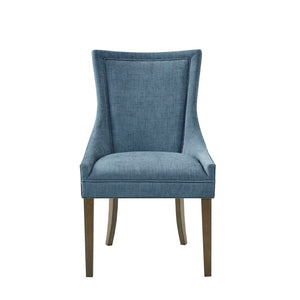 English Elm Dining Side Chair Set of 2 with High Back Upholstery, Solid Wood Grey Legs, Cushioned Comfort and Classic Style Blue 26 L x 28.25 W x 25 H B03548911