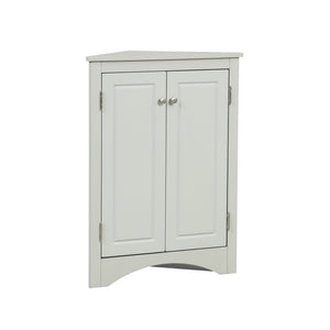 English Elm Grey Triangle Corner Cabinet with Adjustable Shelves, Freestanding Modern MDF Storage for Home WF291467AAE