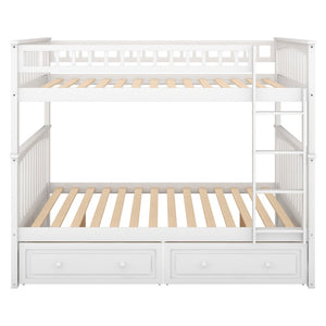 English Elm Full Over Bunk Bed Convertible Pine Frame with Storage Drawers for Kids Rooms White GX000241AAK
