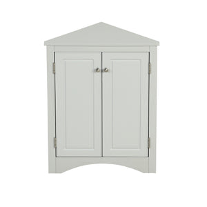 English Elm Grey Triangle Corner Cabinet with Adjustable Shelves, Freestanding Modern MDF Storage for Home WF291467AAE