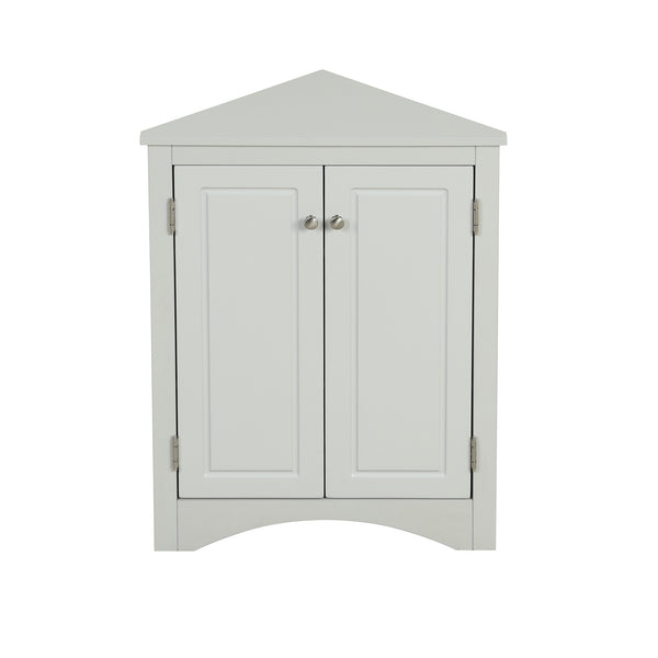 English Elm Grey Triangle Corner Cabinet with Adjustable Shelves, Freestanding Modern MDF Storage for Home WF291467AAE