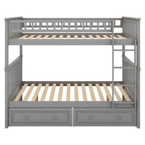 English Elm Full Over Bunk Bed Convertible Pine Frame with Storage Drawers for Kids Rooms GX000241AAE