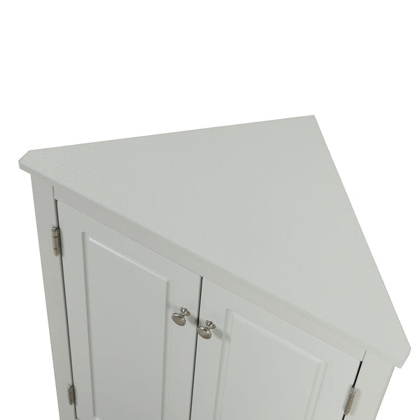 English Elm Grey Triangle Corner Cabinet with Adjustable Shelves, Freestanding Modern MDF Storage for Home WF291467AAE