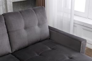 English Elm 77 Reversible 77 Inch Sectional Storage Sleeper Sofa Bed with Pull-Out Guest Bed, Velvet Plush Seating DARK GREY W120343143