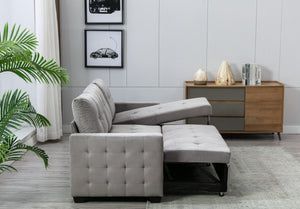 English Elm 77 Reversible 77 Inch Sectional Storage Sleeper Sofa Bed with Pull-Out Guest Bed, Velvet Plush Seating LIGHT GREY W120343142