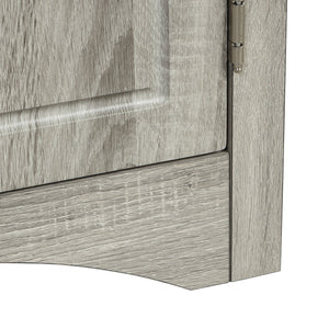 English Elm Oak Triangle Corner Cabinet with Adjustable Shelves, Freestanding Oak Storage for Bathroom & Kitchen WF291467AAL
