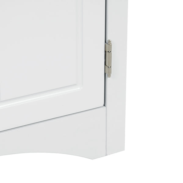 English Elm White Triangle Corner Cabinet with Adjustable Shelves, Modern MDF Freestanding Storage for Kitchen Bath WF291467AAK