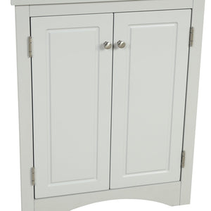 English Elm Grey Triangle Corner Cabinet with Adjustable Shelves, Freestanding Modern MDF Storage for Home WF291467AAE