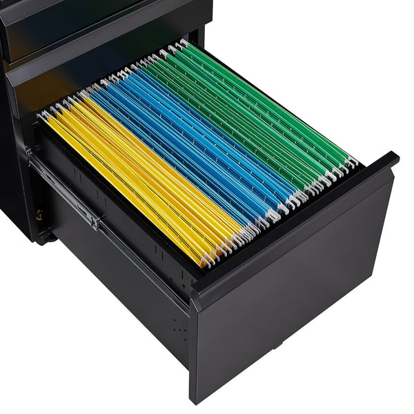 English Elm [installation Required] Locking 3-drawer Metal Filing Cabinet on Casters for Home Office W1247P289796