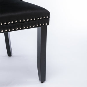 English Elm A&a Velvet Upholstered Dining Chair Tufted High Back Nailhead Trim Solid Wood W1143P452838