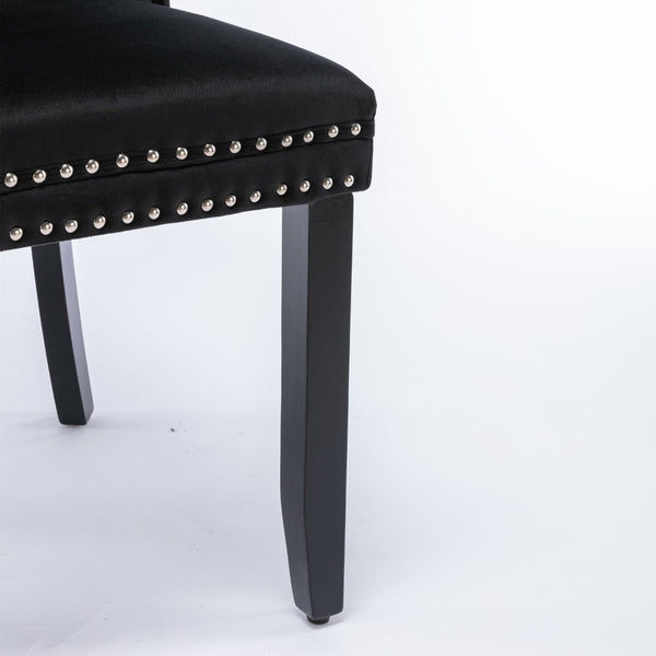English Elm A&a Velvet Upholstered Dining Chair Tufted High Back Nailhead Trim Solid Wood W1143P452838