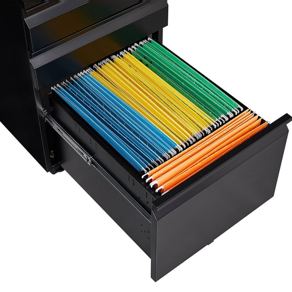 English Elm [installation Required] Locking 3-drawer Metal Filing Cabinet on Casters for Home Office W1247P289796