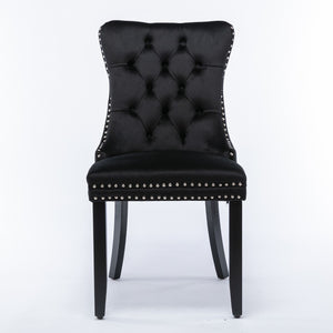 English Elm A&a Velvet Upholstered Dining Chair Tufted High Back Nailhead Trim Solid Wood W1143P452838