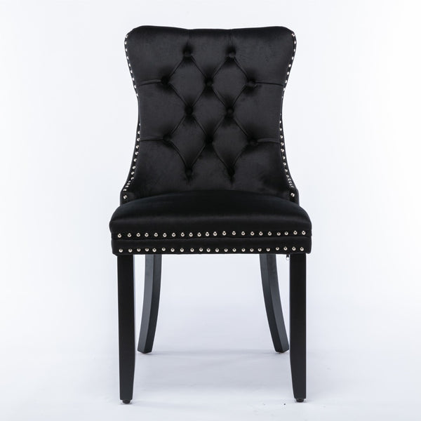 English Elm A&a Velvet Upholstered Dining Chair Tufted High Back Nailhead Trim Solid Wood W1143P452838